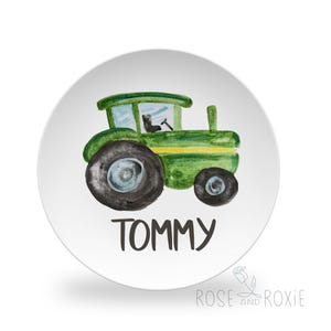 Personalized Farm Tractor Plate, 10&quot; Polymer Kids Plate, Option for Plate, Bowl, or Set