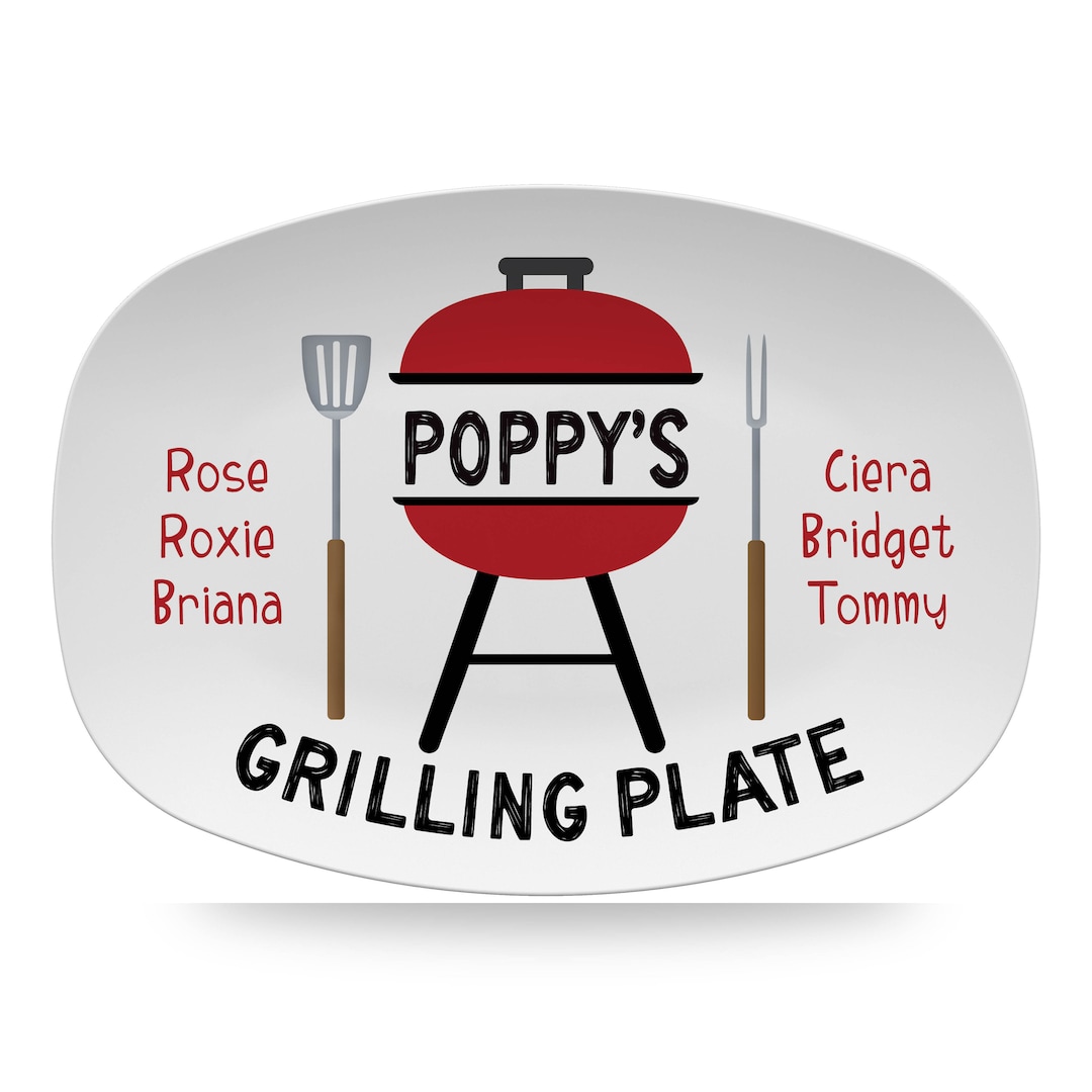 BBQ Personalized Platter With Kids Names, Custom Grilling Plate for