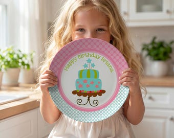 Personalized Birthday Cake Plate, Custom Celebration Party Plate