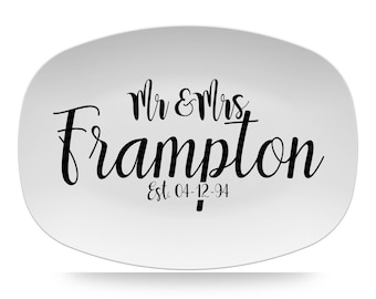 Last Name Personalized Platter,  Custom  Wedding or Anniversary Gift, Outdoor Patio Platter, Farmhouse Design