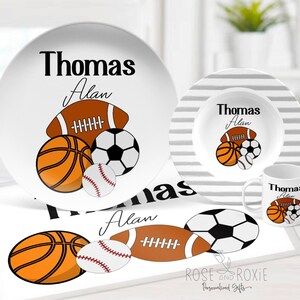 Personalized Sports Ball Plate: Polymer Plastic Kids Dinnerware