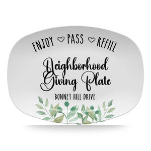 Neighborhood Sharing Plate Platter, Pass Along Plate, Giving Plate , Farmhouse Black and White Platter