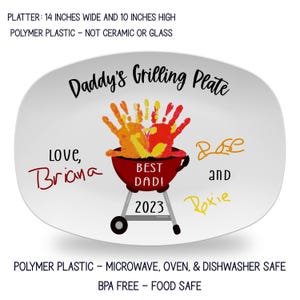 Personalized Handprint BBQ Grilling Plate with Signatures, Father's Day Barbecue Gift imagen 3