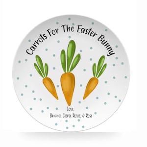 Easter Bunny Carrots Personalized Kids Plate Kids Dinnerware for Spring Comes Customized with Name