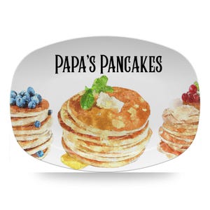 Pancake Custom Personalized Platter, Serving Tray with Name, Great Plate for Breakfast or Brunch, Polymer Plastic, Melamine Free