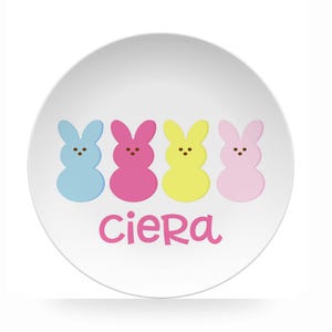Bunny Personalized Plate for Easter Kids Dinnerware for Spring Comes Customized with Name