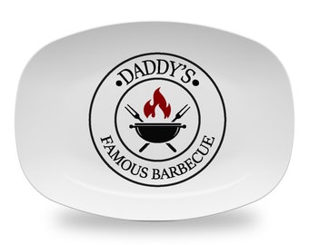BBQ Custom Personalized Grilling Platter for Dad or Papa, Father's Day Gift, Patio Barbeque Grilling Plate, Grill Platter, Polymer Plastic