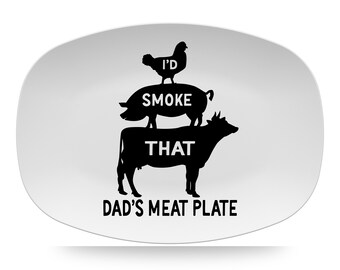 Cow, Pig, Chicken Personalized BBQ Platter, Custom Grilling BBQ Plate, Father's Day Gift for Him, Option to add Signatures, Polymer Plastic