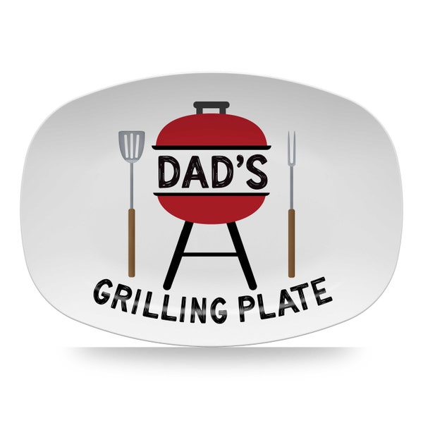 Personalized Red Grill Platter, BBQ Grilling Platter, Barbecue Plate, Father's Day Gift, Option to add Signatures, Polymer Plastic