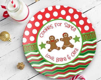 Personalized Christmas Plate, Gingerbread Boy and Girl, Cookies for Santa Gingerbread Man Holiday Plate