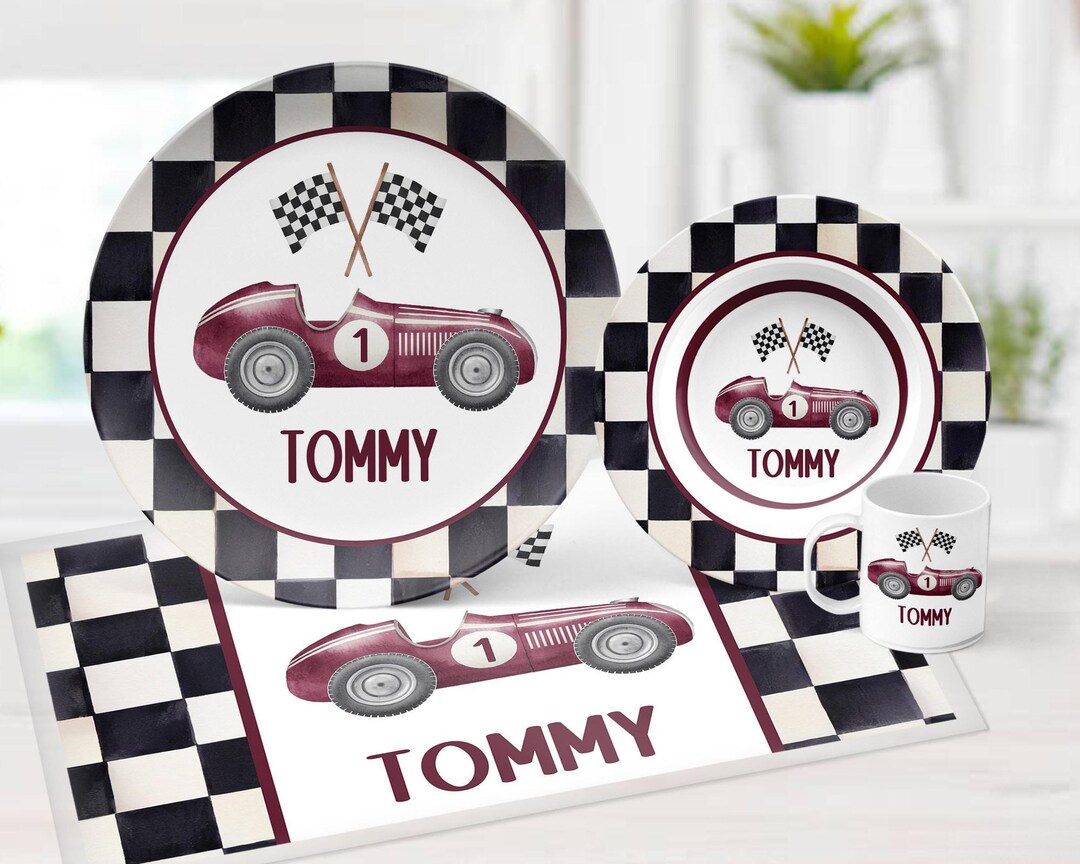 Race Car Personalized Plate With a Watercolor, Vintage Look, 10 ...