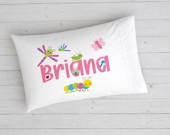 Bugs Personalized Pillowcase, Custom Insects Pillow Case Cover with Name