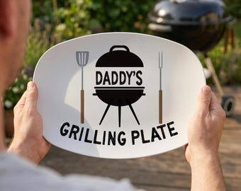 Personalized BBQ Grilling Platter, Father's Day Barbecue Plate, Signature Option