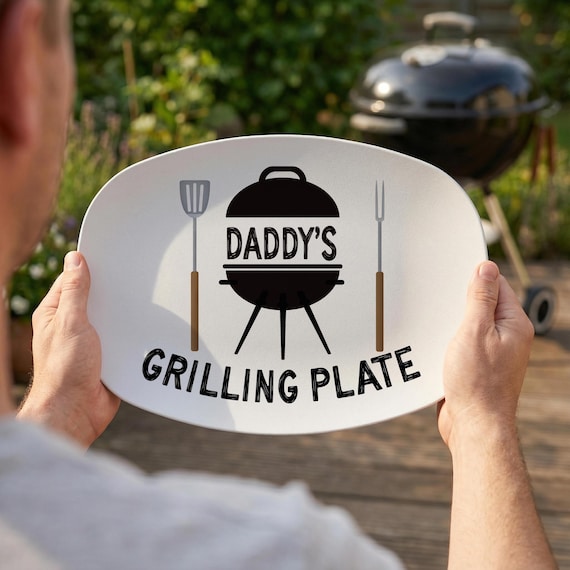 Personalized BBQ Grilling Platter, Father's Day Barbecue Plate, Signature Option