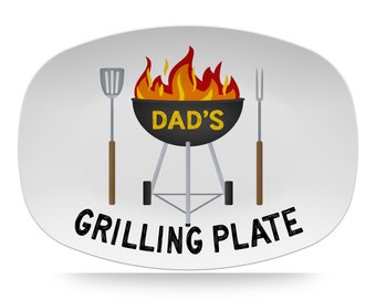 Personalized Grilling Platter, BBQ Grill Plate with Name, Custom Serving Tray, Father's Day Gift For Him, Barbecue Gift, Polymer Plastic