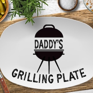 Daddy&#39;s Grilling Plate Platter, BBQ Personalized Custom Platter, Barbeque Plate Tray, Barbecue, Option to add Signatures, Polymer Plastic