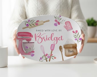 Personalized Floral Dessert Platter, Baker Gift