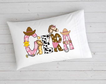 Personalized Western Cowgirl Pillowcase with Name for Kids