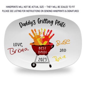 Personalized Handprint BBQ Grilling Plate with Signatures, Father's Day Barbecue Gift imagen 2