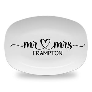 Mr Mrs Personalized Platter with Last Name, Farmhouse Style ,  Wedding or Anniversary Gift, Wedding Platter,
