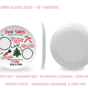 Personalized Santa Plate, Christmas Milk and Cookies Plate, Polymer Plastic image 3