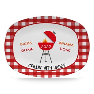 Personalized BBQ Grilling Platter , Daddy&#39;s Grilling Plate, Gift for Father&#39;s Day, Custom Plate, Barbeque