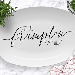 Farmhouse Family Personalized Platter, Custom Last Name Platr, Wedding or Anniversary Gift White