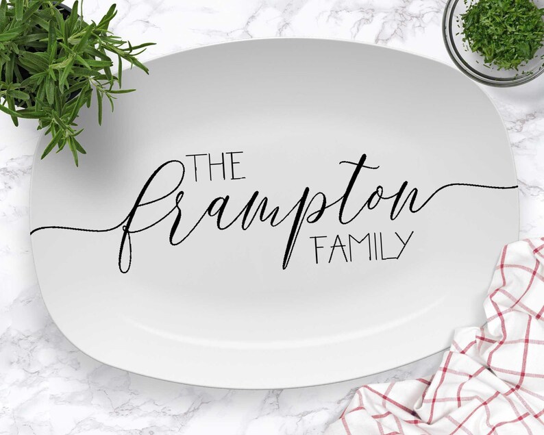 Farmhouse Family Personalized Platter, Custom Last Name Platr, Wedding or Anniversary Gift White
