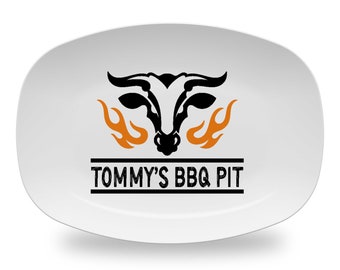 Personalized BBQ Grill Platter, Father's Day Gift, BBQ Grilling Plate, Barbeque Tray for Daddy, Dad, Papa, Etc., Polymer Plastic