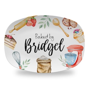 Personalized Dessert Platter for Baker, Floral Bakery Platter, Sweet Treats Plate, Mother&#39;s Day Gift, Bakery Platter, Polymer Plastic