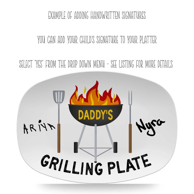 Personalized BBQ Grilling Platter, Father's Day Barbecue Plate, Signature Option image 3