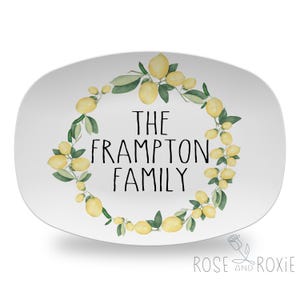 Lemon Personalized Platter for Summer, Wedding or Anniversary Gift, Outdoor Patio Platter, Pool Or Beach Tray , Polymer Plastic