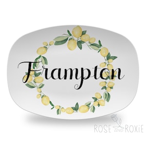 Lemon Personalized Platter for Summer, Wedding or Anniversary Gift, Outdoor Patio Platter, Pool Or Beach Tray , Polymer Plastic