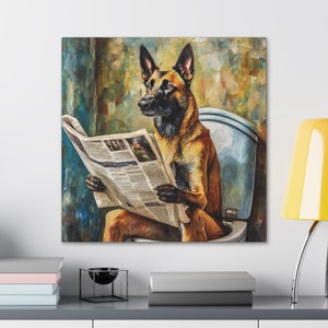 Leinwand Druck, Poopin&#39; belgische Malinois, 30x30, 24x24, 20x20, 16x16, Bild, Geschenk für Hundeliebhaber