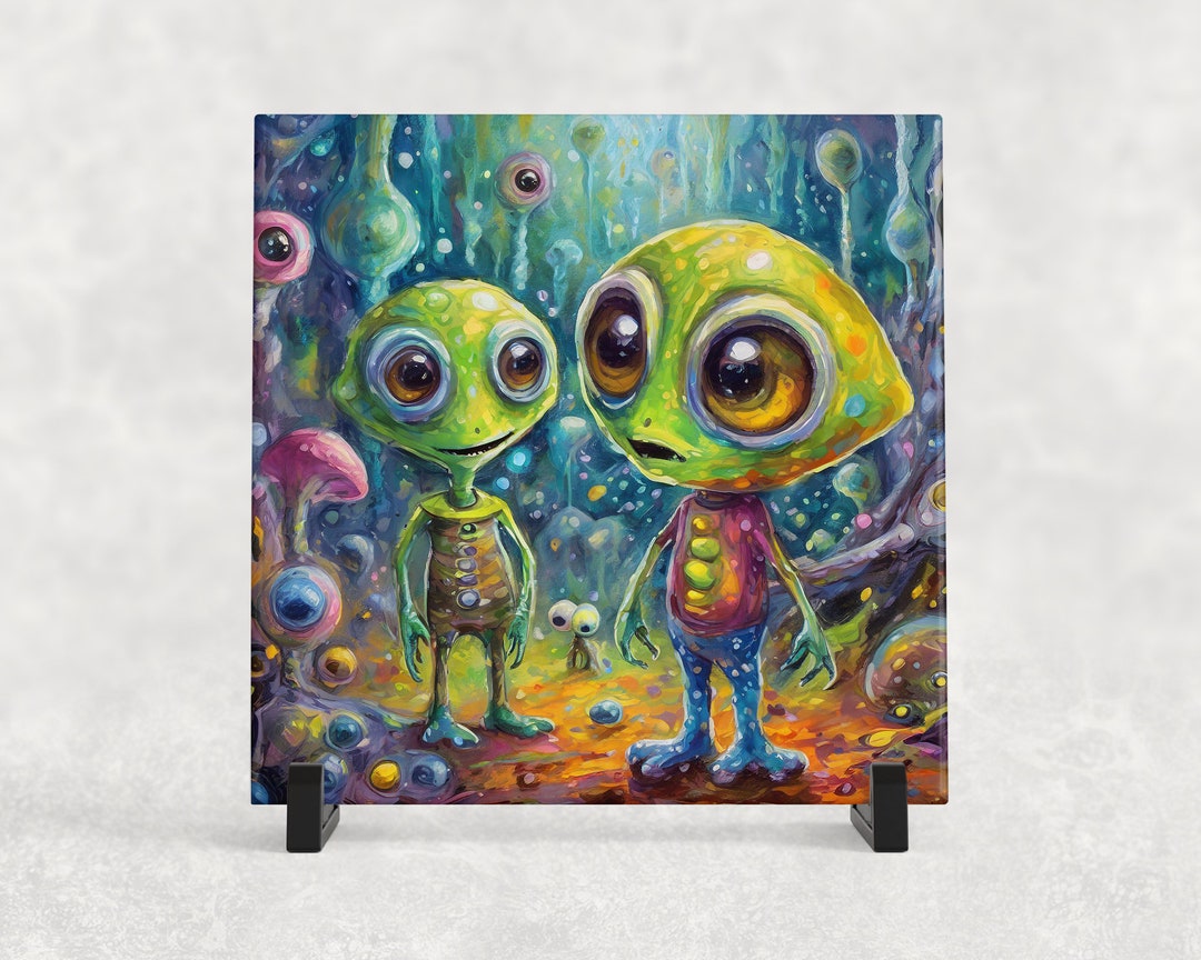Handmade Alien Ceramic Tile Trivet, 6"x6", Heat Resistant & Decorative ...