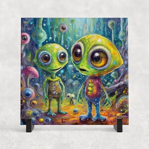 Handmade Alien Ceramic Tile Trivet, 6&quot;x6&quot;, Heat Resistant & Decorative, Unique Gift for Home, Gift for him, Gift for Her, Gift for mom