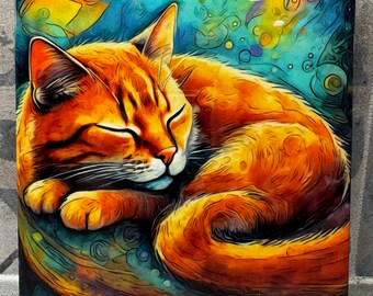 Ginger Cat Trivet. Orange Cat Trivet. Hot Plate. 6"x6" Trivet. Cat Coaster. Orange Cat Decor. Kitchen Decor. Ginger Cat Decor.