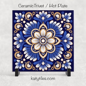 8 Designs! Talavera-Style Ceramic Tile Trivet/Coaster – 6x6 Handmade Mexican Style Tile Floral Kitchen Decor, Colorful Boho Gift