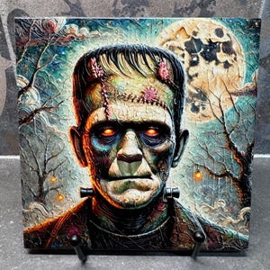 Frankenstein-underlägg för varma rätter – Halloweendekor och kusliga dekorationer – Färgglad köksdekoration med Halloween-tema – Varm tallrik