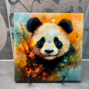 3 Designs! Panda Ceramic Tile Trivet/Coaster – 6x6 Handmade Wildlife Kitchen Decor, Bamboo Bear Gift, Made in USA