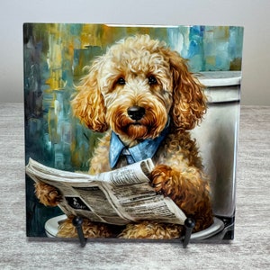 7 Designs! 6x6 Trivet for Hot Dishes, Poopin&#39; Doodles, Bathroom Decor, Bathroom Art, Gift for Dog Lovers, Dog Art, Doodle Gifts, Funny Dog