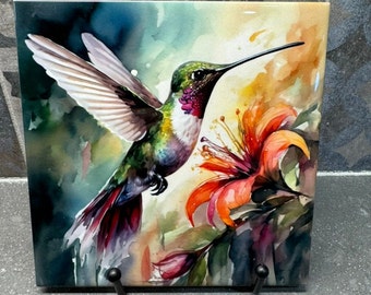 Kolibri Topfuntersetzer für warme Gerichte, Topfuntersetzer & Wohndekor für Vogelliebhaber, Untersetzer, Keramikuntersetzer, Vogeldekor, Vogelkunst