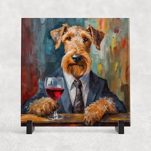 5 Designs! Airedale Terrier Trivet for Hot Dishes, 6&quot;x6&quot; Hot Plate, Airedale Decor. Airedale Art. Airedale gifts. Gifts for Airedale lovers.