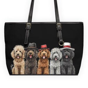 Sac à main fourre-tout en cuir végétalien Doodle, cadeau Goldendoodle, cadeau Sheepadoodle, cadeau Doodle, cadeau pour les amoureux des chiens, sacs à main, cabas, sacs à main, sac pour chien