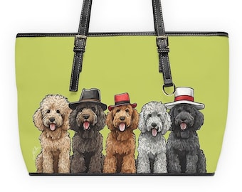 Doodle Vegan Leather Tote Purse, Goldendoodle Gift