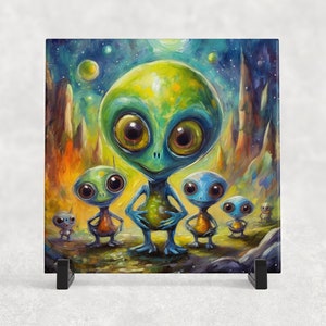 Handmade Alien Ceramic Tile Trivet, 6&quot;x6&quot;, Heat Resistant & Decorative, Unique Gift for Home, Gift for him, Gift for Her, Gift for mom