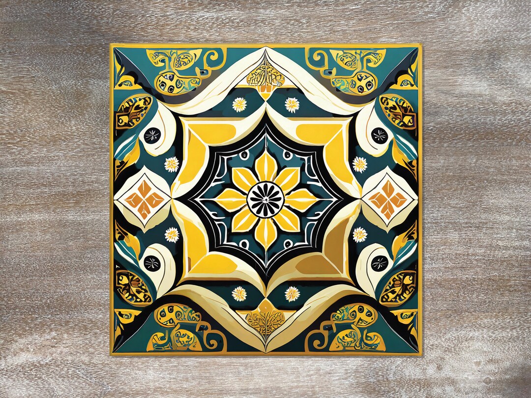 96 Designs 6x6 Ceramic Tile Trivet. Mexican Style Tile Trivet for Hot