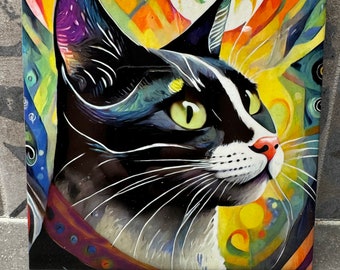 Tuxedo Cat Trivet. Black and White Cat Trivet. Hot Plate. 6"x6" Trivet. Cat Coaster. Tuxedo Cat Decor. Black and White Cat Decor.