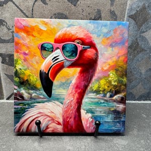 2 Designs! Flamingo Ceramic Tile Trivet/Coaster – 6x6 Handmade Tropical Kitchen Decor, Coastal Gift, Made in USA