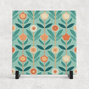 Mid Century Ovals in Wine Berry, Green Leaf, and Mint on